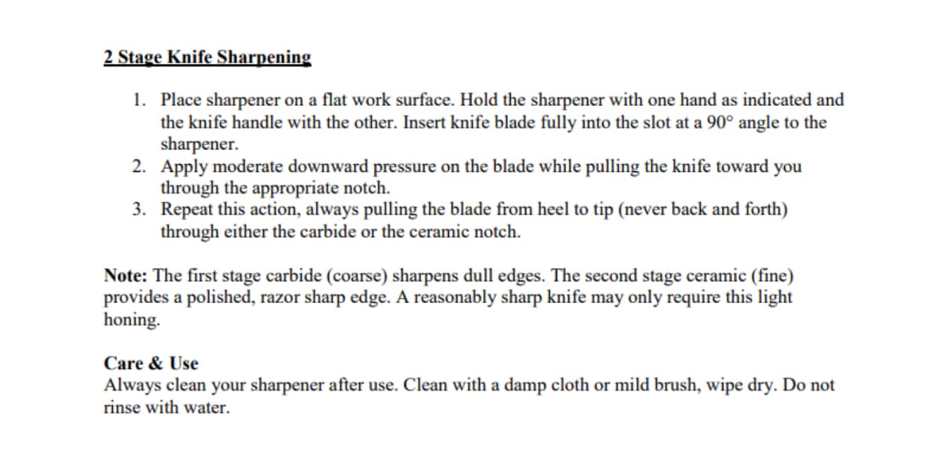 Instructions for Using Wusthof Stage 2 Handheld Knife Sharpener