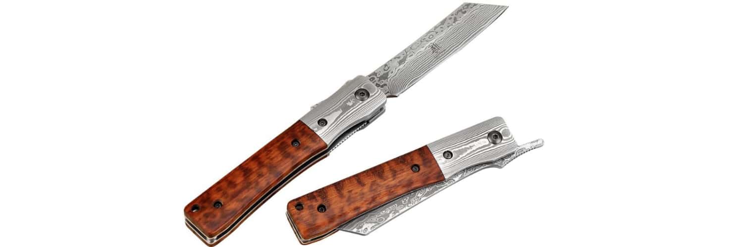 KATSU Handmade Damascus Steel Japanese Razor Pocket Knife