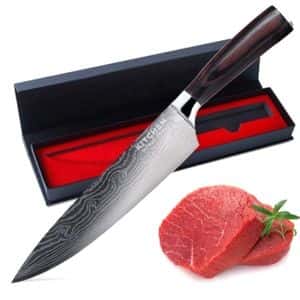 Chef Knife by Kitchen World Tools – Unique Design with Patterned Blade